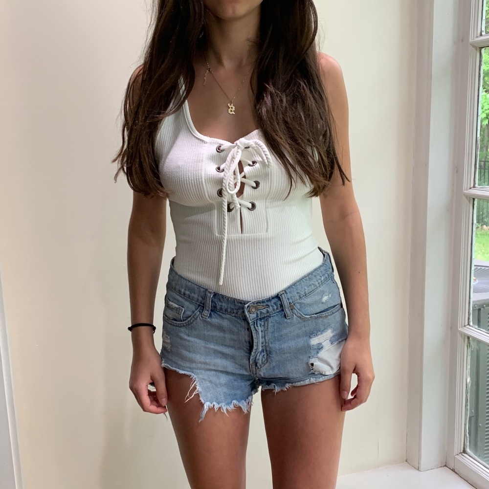 Tobi White Tie Top Bodysuit